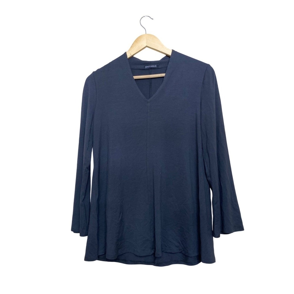 Eileen‎ Fisher Womens Gray Tencel Lyocell V-Neck Long Sleeve Tunic Top F19FTJ